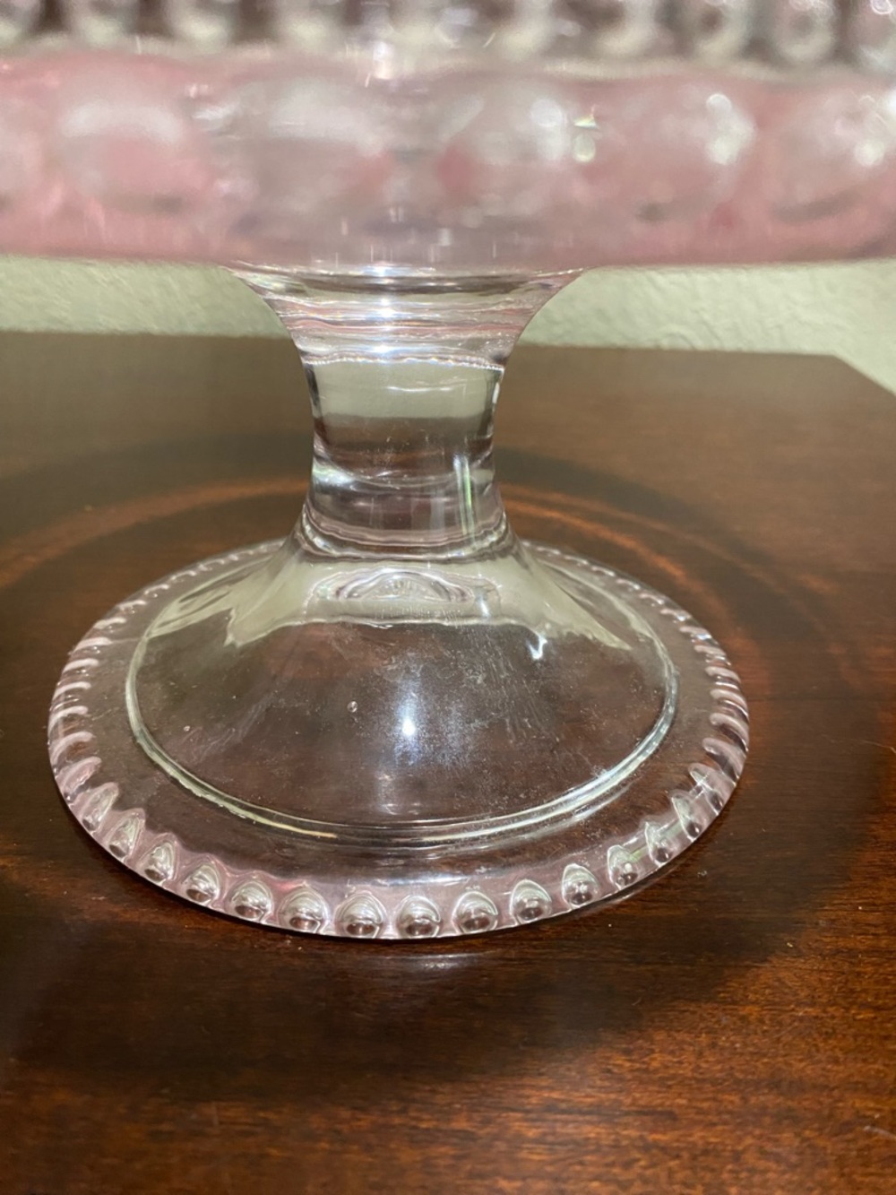 Pink Beaded Glass Pedestal Trifle Bowl - Picture 2 of 7
